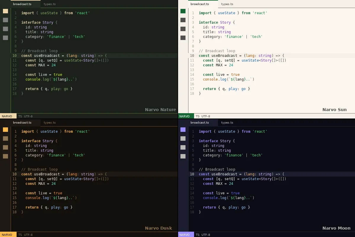 Narvo News Theme for VS Code screenshot