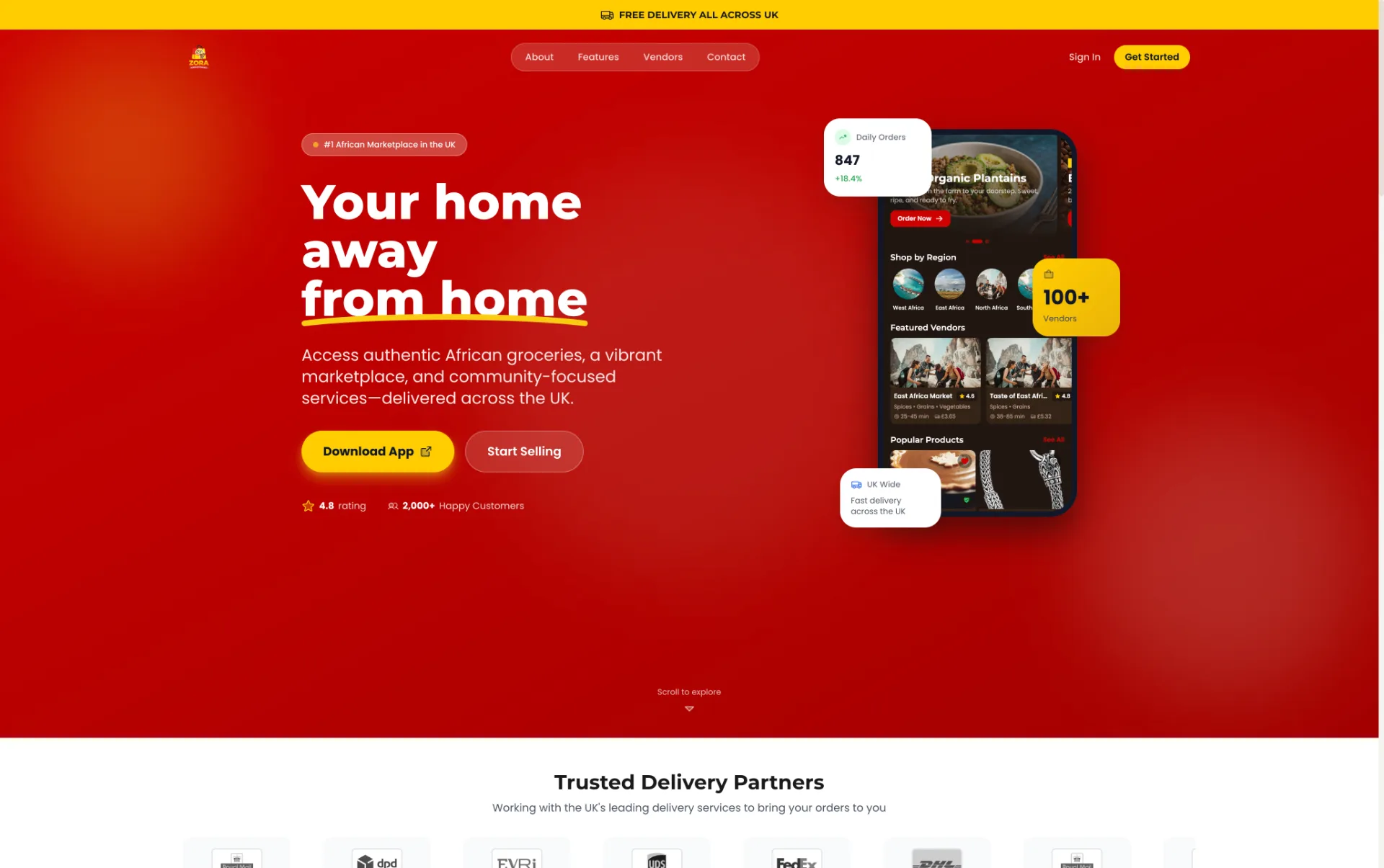 Zora African Market — Web Platform screenshot