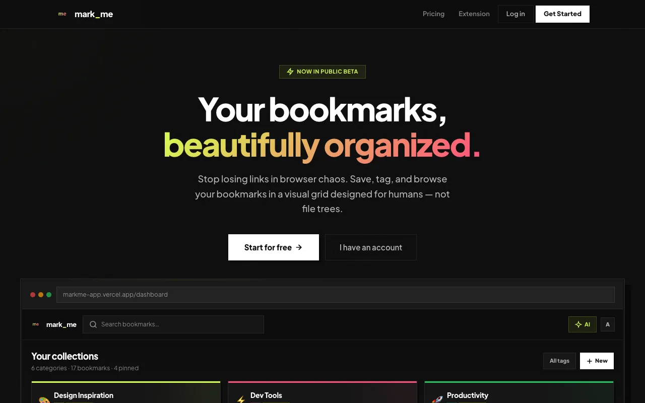 Mark_me — Bookmark Manager screenshot